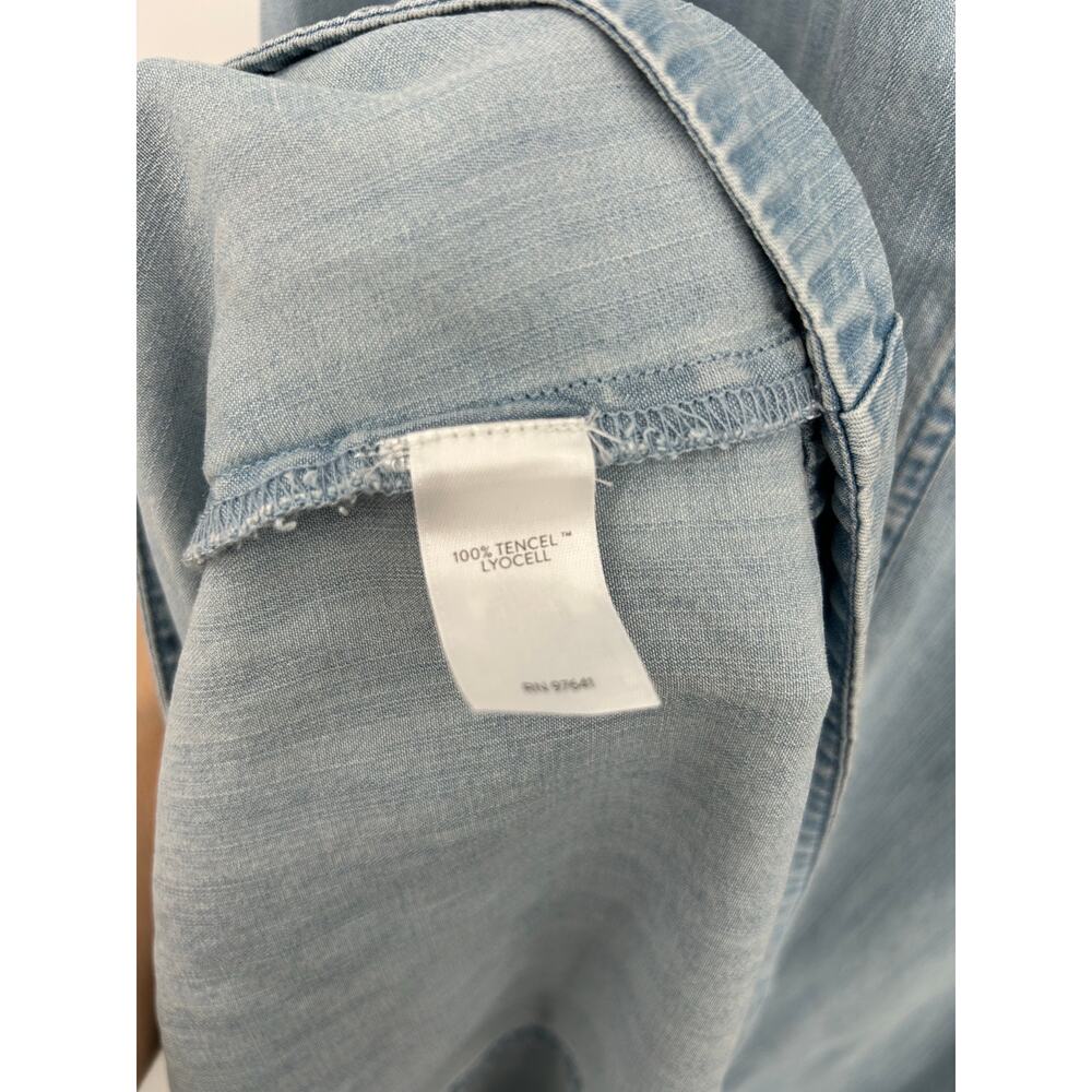 J Jill Denim Midi Dress Sz M Tencel Denim Look Pockets Relaxed Fit Casual Chic - Picture 4 of 6